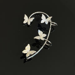 Rhinestone shiny butterfly ear wrap
