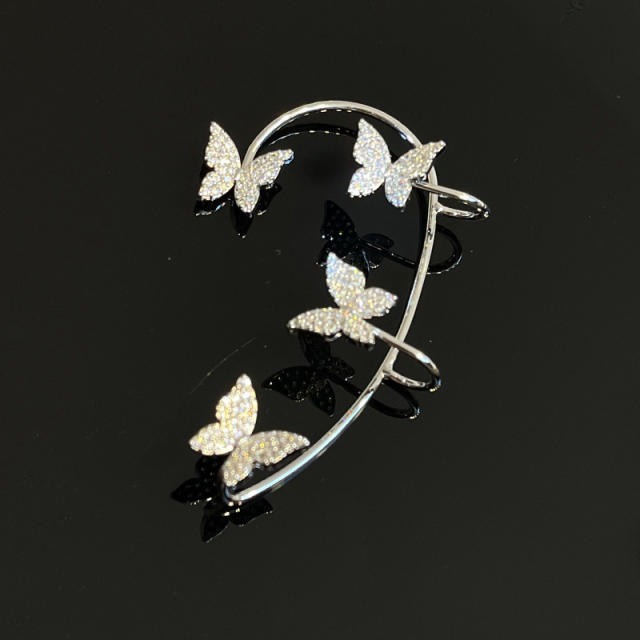 Rhinestone shiny butterfly ear wrap
