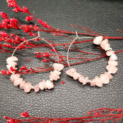Natural crystal boho hoop earrings