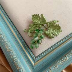 Baroque Mori style plant grape brooch earings