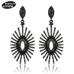 Luxury black color rhinestong dangle earrings