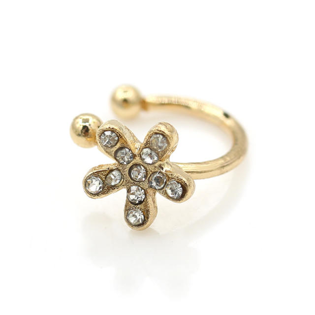 U shape diamond bow ear cuff
