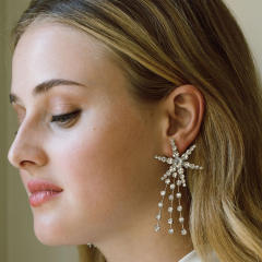 Elegant pave setting rhinestong star earrings