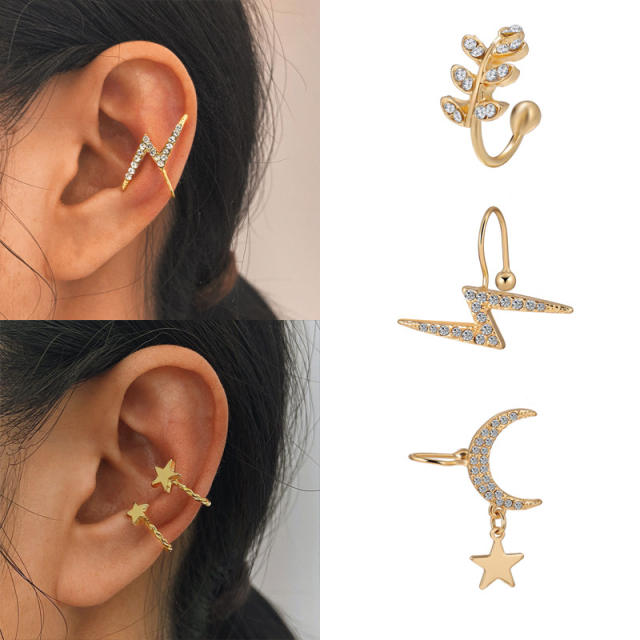 Fashion pearl rhinestone alloy ear cuff