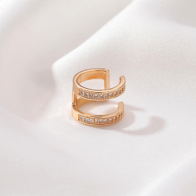 Diamond two layer hollow ear cuff