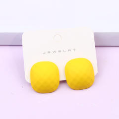 Concise candy color square shape ear match ear studs