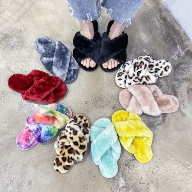 Autum winter fluffy slippers
