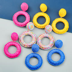 Summer boho ring design straw earrings