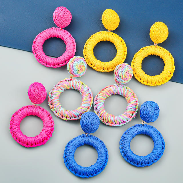 Summer boho ring design straw earrings