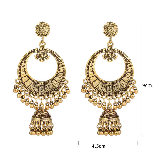 Vintage tiny metal beads jhumka earrings