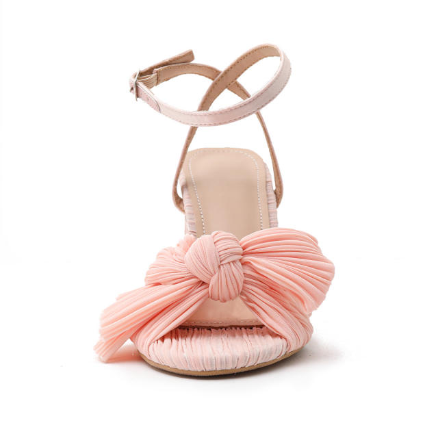 Elegant bow block heels sandals