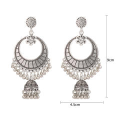 Vintage tiny metal beads jhumka earrings