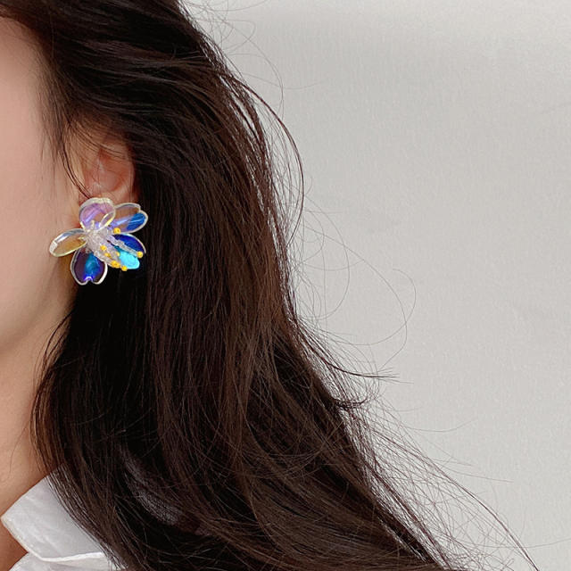 INS AB color bloom flowerr ear studs