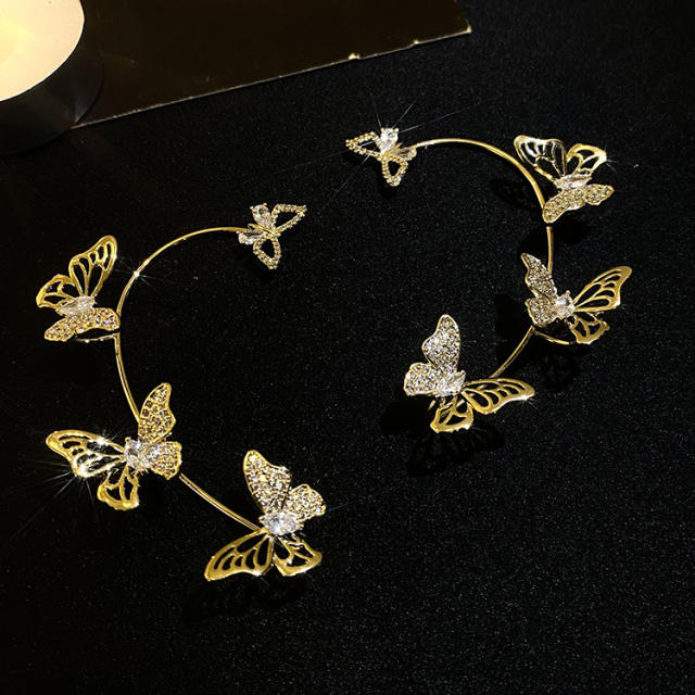 Diamond butterfly wrap cartilage earrings