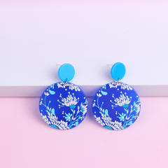 Summer cute floral round charm acrylic earrings