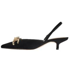 Metal buckle slingback kitten heels
