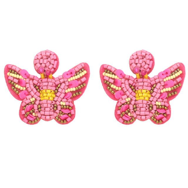 Boho color seed beads butterfly earrings