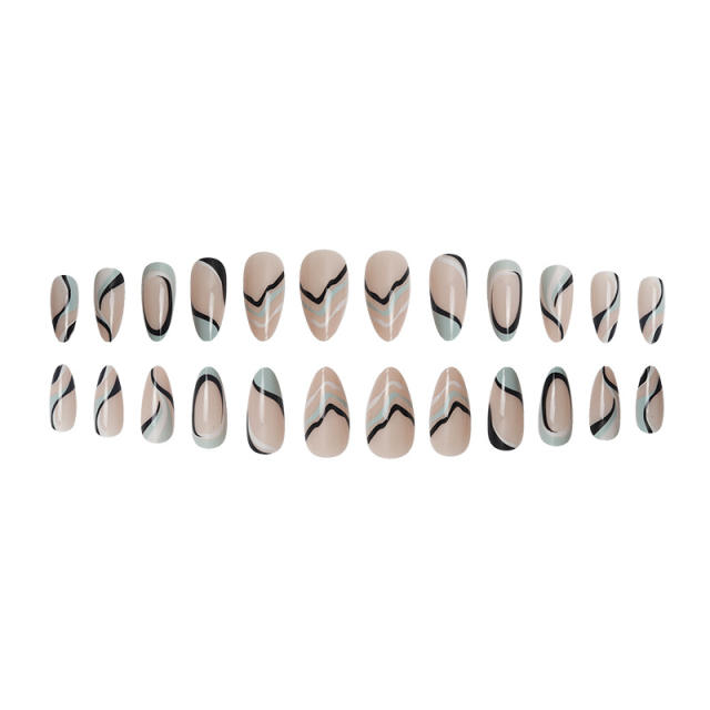 Geometric line false nails