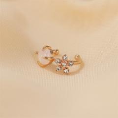 Diamond flower ear cuff