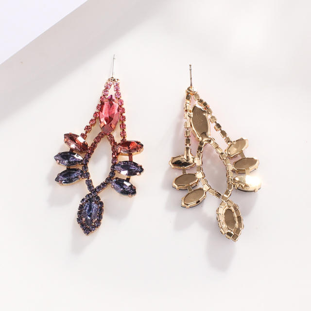 Luxury pave setting rhinestone glass crystal dangle earrings
