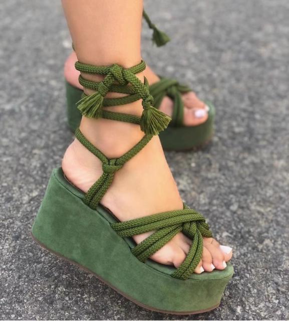 Wedge strappy sandals