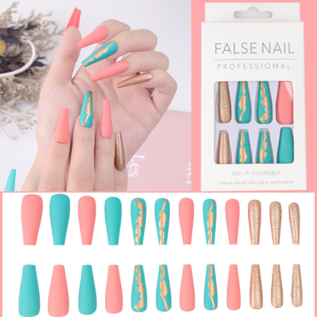 Contrast color false nails