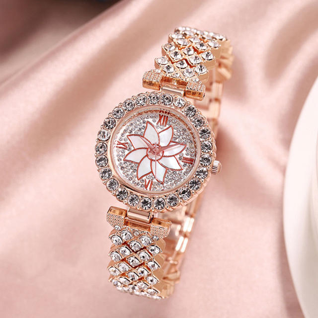 2pcs diamond bracelet women watch set