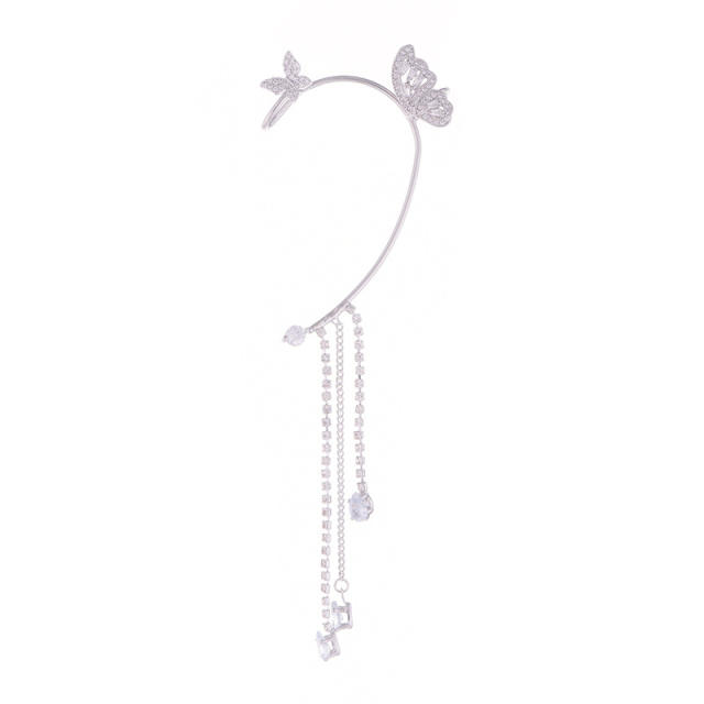 Diamond butterfly tassel ear wrap