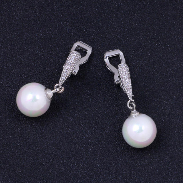 Delicate pearl drop earrings clip on earrings