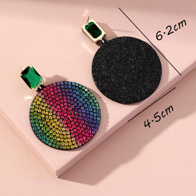 Rainbow color cubic zircon pave setting dangle earrings