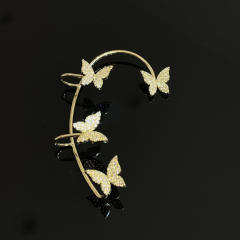Rhinestone shiny butterfly ear wrap