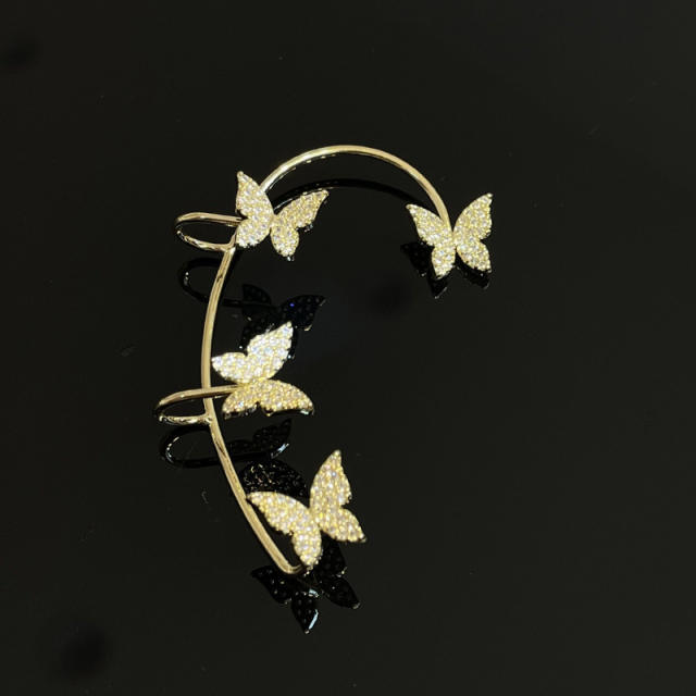 Rhinestone shiny butterfly ear wrap
