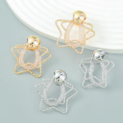 INS personality hollow star metal ear studs