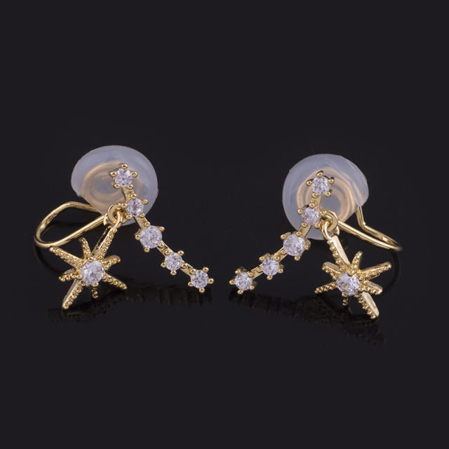 Diamond star drop earrings clip on earrings