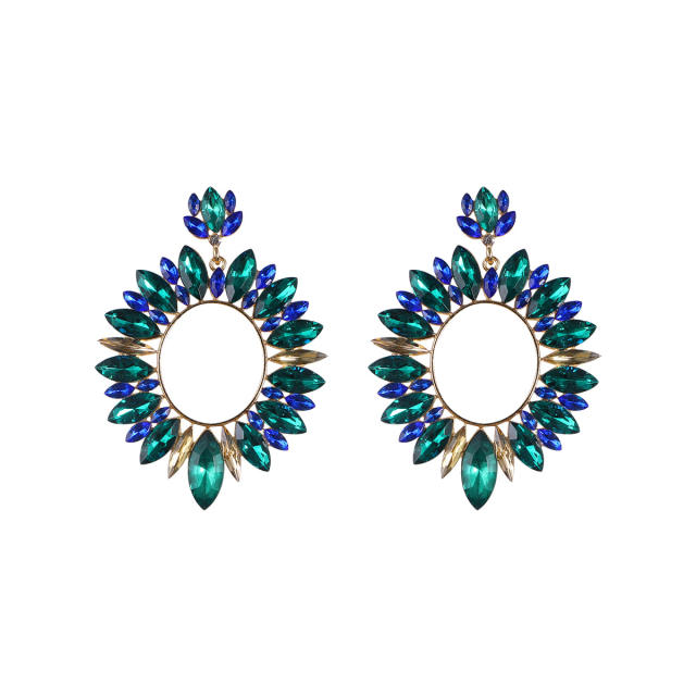 Luxury color glass crystal statement dangle earrings
