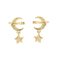 Cubic zirconia Diamond Star Moon ear cuff