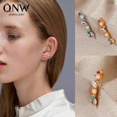 Color diamond opal ear cuff