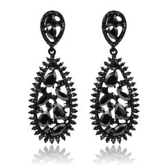Black color diamond drop earrings