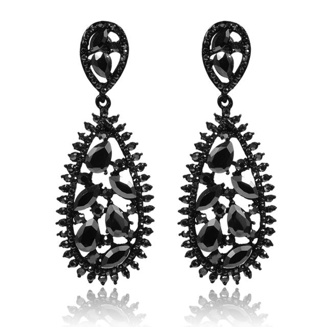 Black color diamond drop earrings