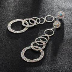 Rhinestone setting ring to ring long earrings