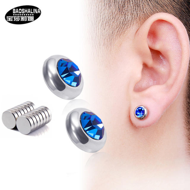 Colorful diamond titanium steel unisex earrings