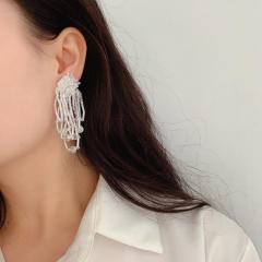 Handmade seed beads tassel flower earrings for women