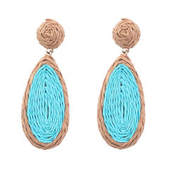 Natural summer straw drop earrings
