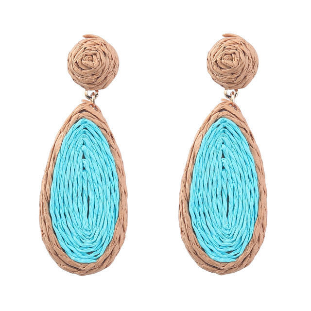 Natural summer straw drop earrings