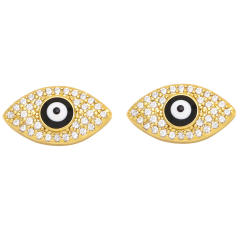 Color enamel pave setting cubic zircon evil eye ear studs