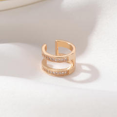 Diamond two layer hollow ear cuff