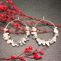 Natural crystal boho hoop earrings