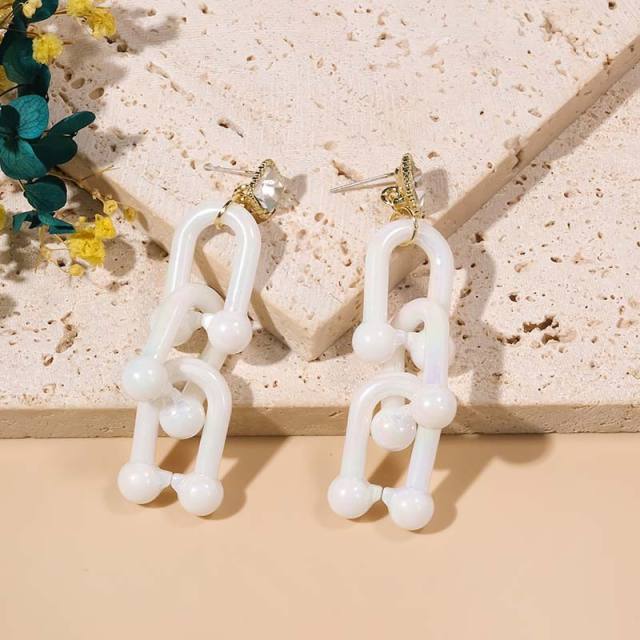 Candy color acrylic chain earrings
