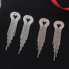 Luxury pave setting rhinestone tassel earrings