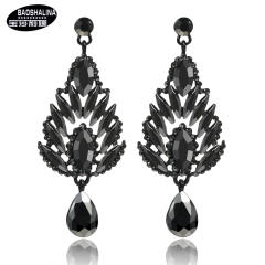 Luxury all black diamond dangle earrings